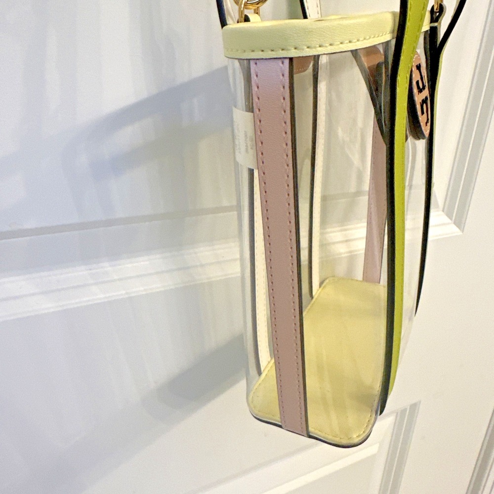 Tory Burch Blake Clear Logo Mini Shopper Crossbody Tote Bag Green Trim Concert - Picture 5 of 16